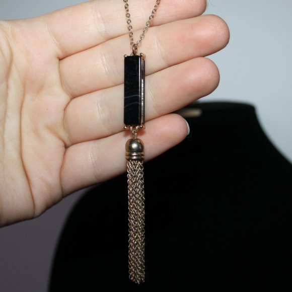 Vintage gold and black stone necklace